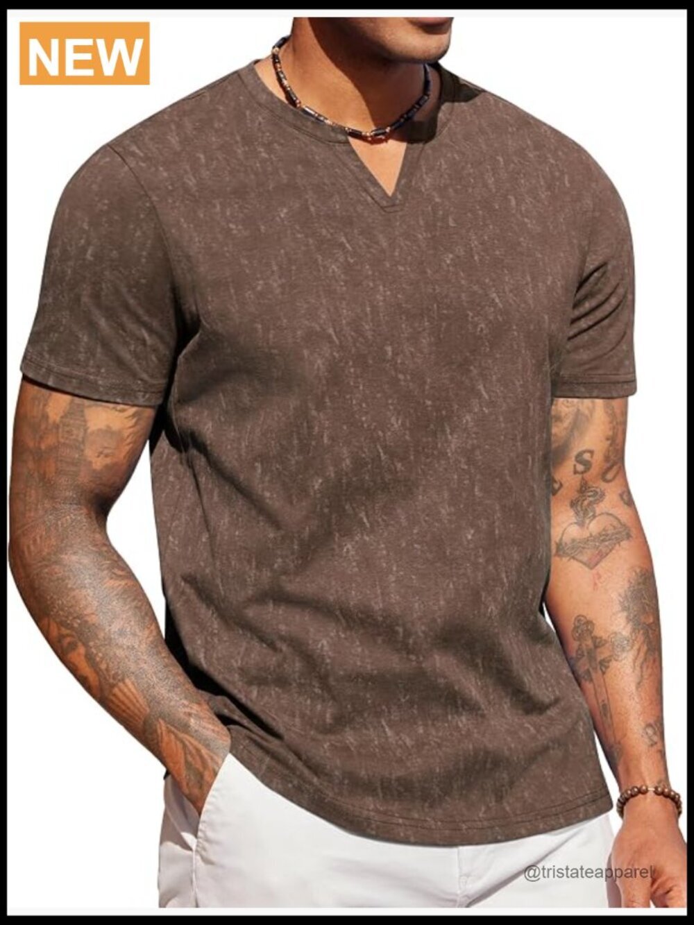 Vintage Washed V-Neck Short Sleeve Cotton Tee